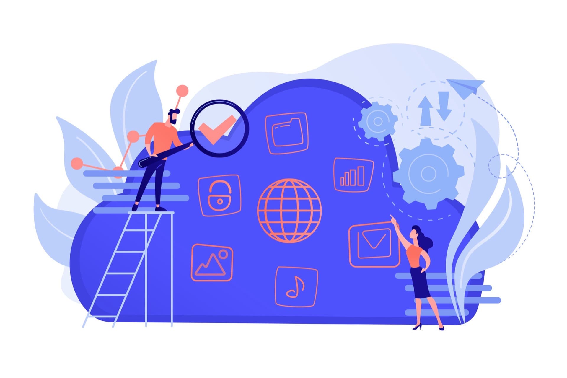 Illustration of a managed, monitored cloud environment