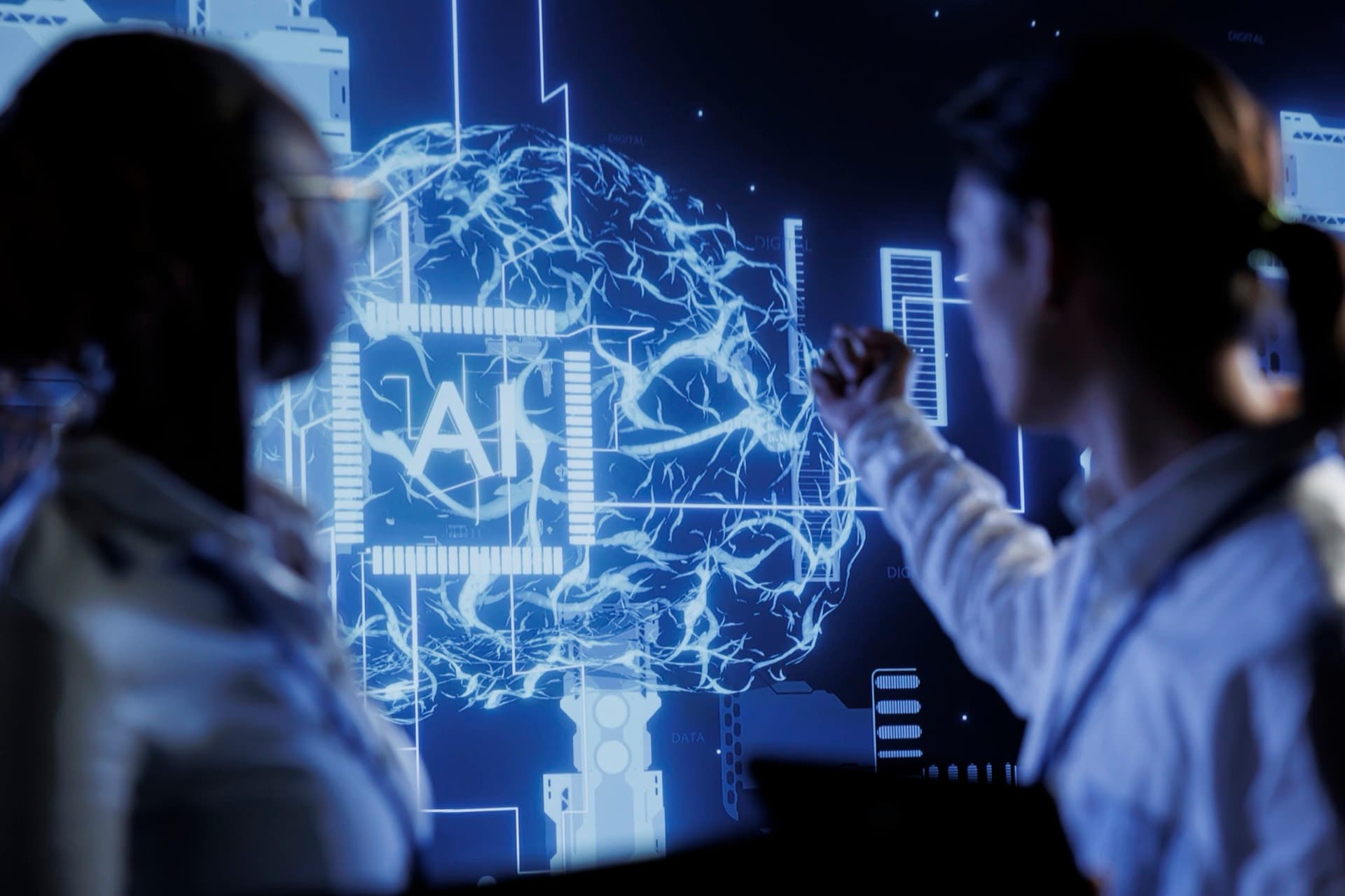 Engineers brainstorming machine learning solutions at a whiteboard