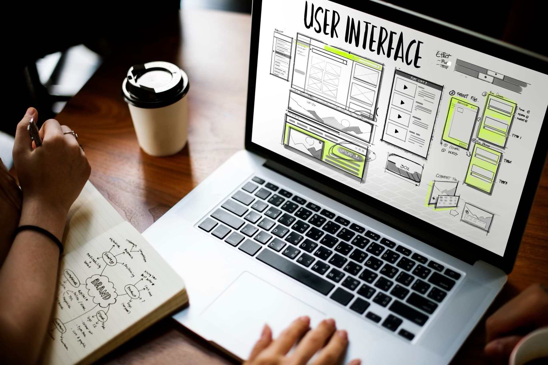 Web developer building a responsive website on a laptop